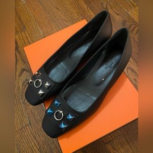 HERMES Ballerina size 38 Black.